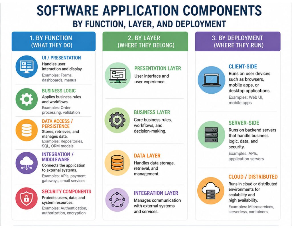 how to classify software applications components